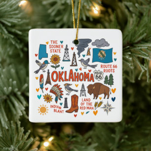 Oklahoma Custom Family Trip Christmas Ceramic Ornament