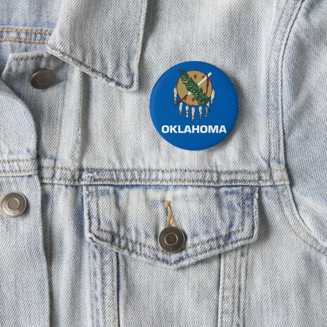 Oklahoma flag 6 cm round badge (In Situ)