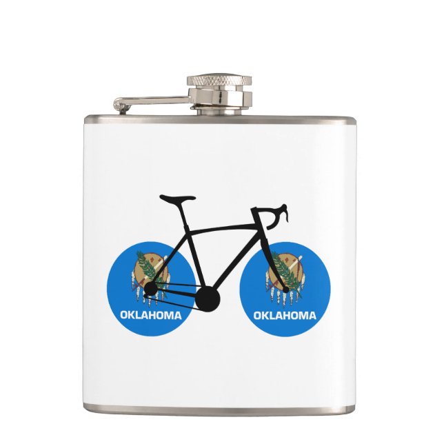 Oklahoma Flag Cycling Hip Flask (Front)