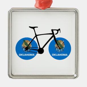Oklahoma Flag Cycling Metal Ornament