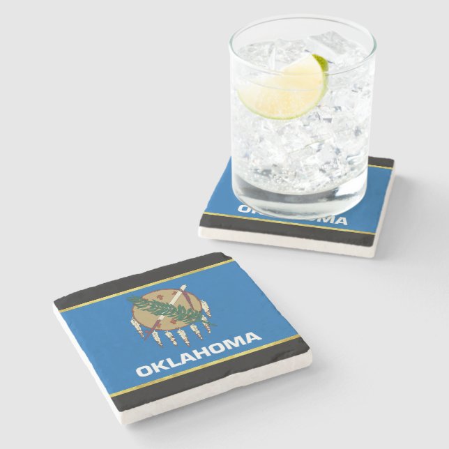 Oklahoma flag stone coaster (Side)