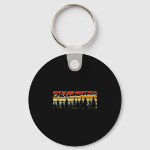 Oklahoma Forest Sunset Trees Cabin Theme Souvenir Key Ring