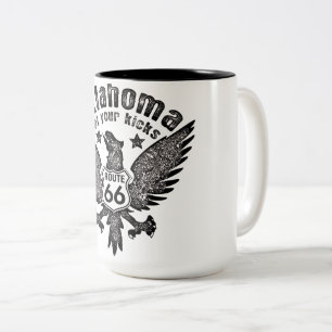 Oklahoma Get Your Kicks Route 66 Two-Tone Coffee Mug