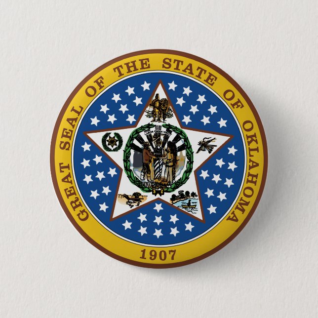 Oklahoma Great Seal 6 Cm Round Badge (Front)