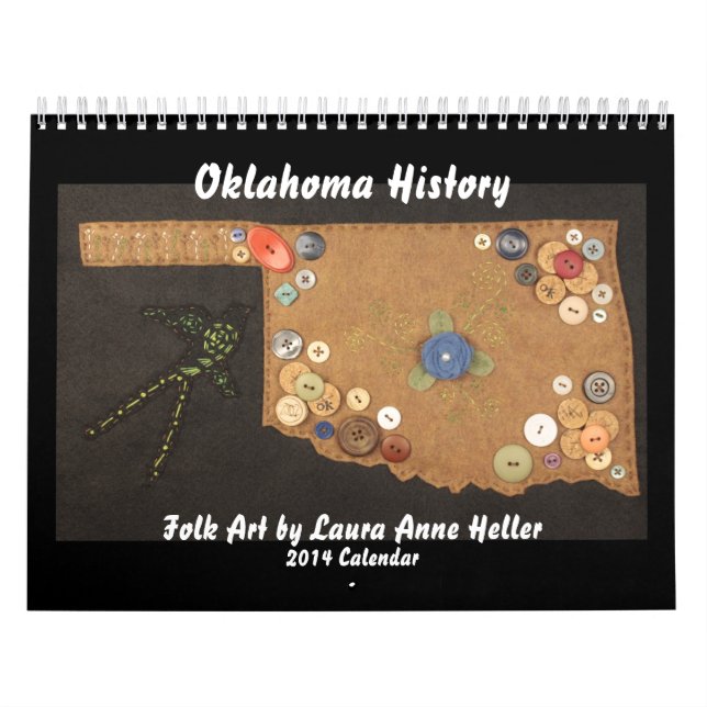 Oklahoma History Folk Art by Laura Anne Heller Calendar (Cover)