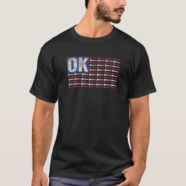 Oklahoma Home State OK American Flag Patriotic Gol T-Shirt (Front)