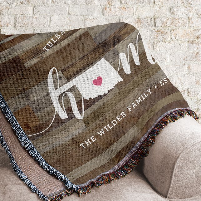 Oklahoma Home State Personalised Wood Look Throw Blanket (Creator Uploaded)