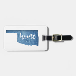 Oklahoma Home Wood Grain Luggage Tag