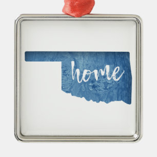 Oklahoma Home Wood Grain Metal Ornament