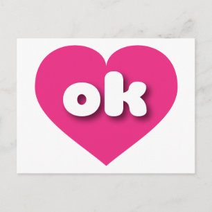 Oklahoma hot pink heart - I love ok Postcard
