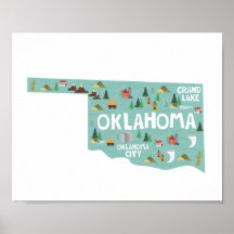 Oklahoma Icon Landmarks Map