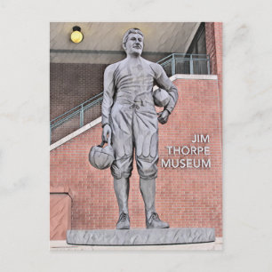 Oklahoma Jim Thorpe Museum Statue Watercolor Postcard