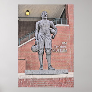 Oklahoma Jim Thorpe Museum Statue Watercolor Poster
