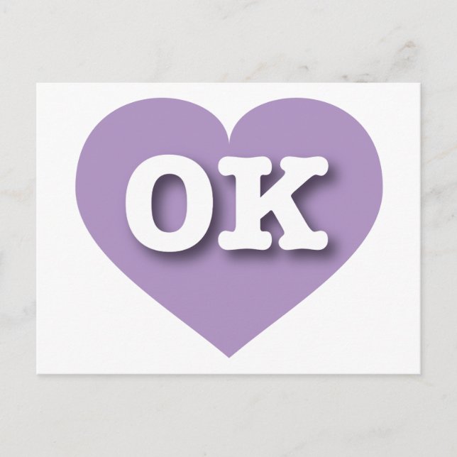 Oklahoma Lavender Heart - I love OK Postcard (Front)