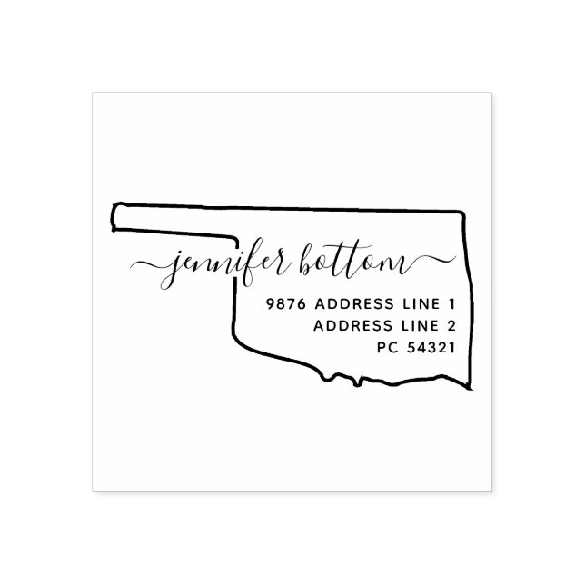 Oklahoma Map Signature Rubber Stamp (Imprint)