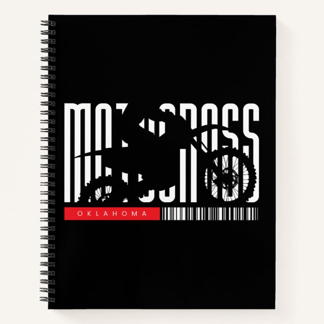 Oklahoma Motocross Motorcycle Silhouette Notebook (Front)