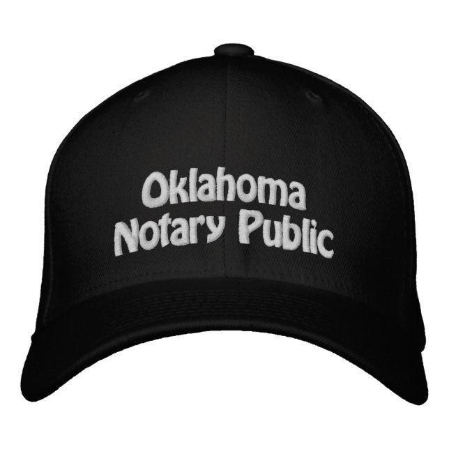 Oklahoma Notary Public Embroidered Baseball Cap (Front)