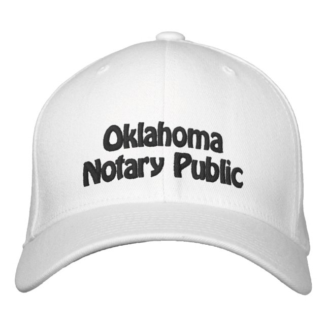 Oklahoma Notary Public Embroidered Baseball Cap (Front)