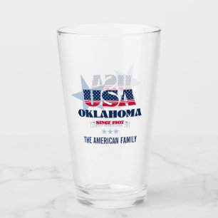 Oklahoma Patriotic Pride Personalised Glass