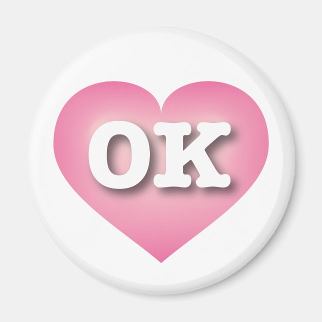Oklahoma Pink Fade Heart - I love OK Magnet (Front)
