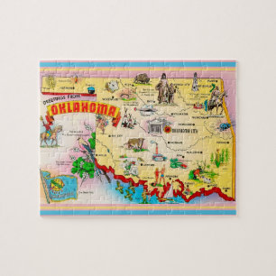 Oklahoma Postcard Map Jigsaw Puzzle
