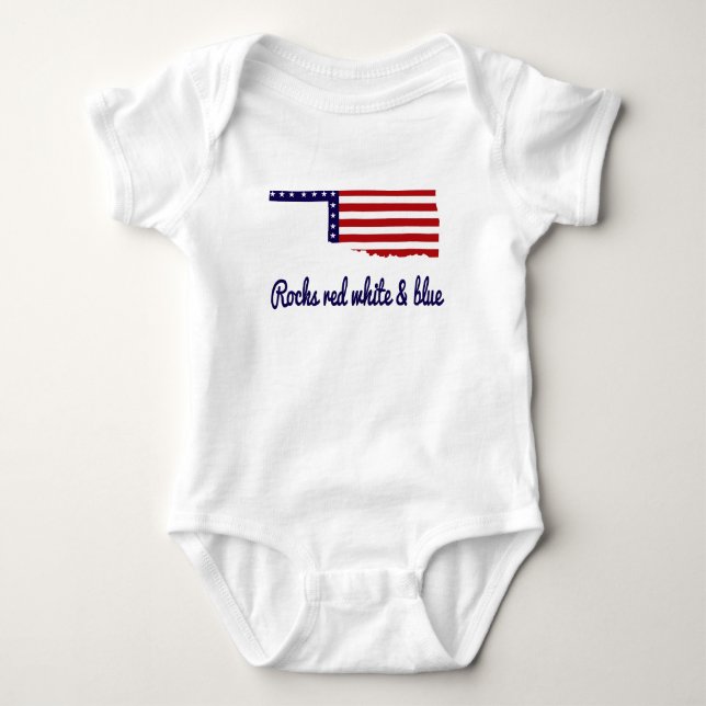Oklahoma Rocks Red White & Blue Baby Bodysuit (Front)