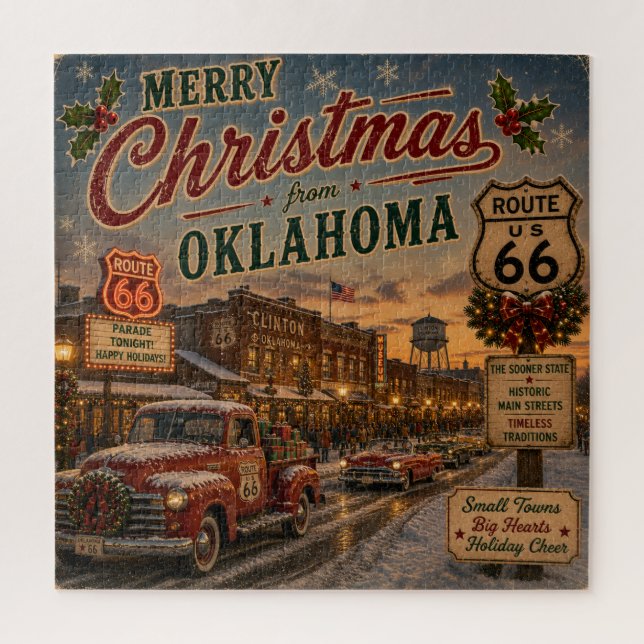 Oklahoma Route 66 Christmas Challenge Jigsaw Puzzle (Vertical)