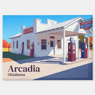 Oklahoma Route 66 Gas Station, Arcadia Oklahoma Magnet