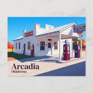 Oklahoma Route 66 Gas Station, Arcadia Oklahoma Postcard
