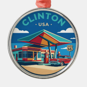 Oklahoma Route 66 Gas Station Oklahoma Metal Ornament