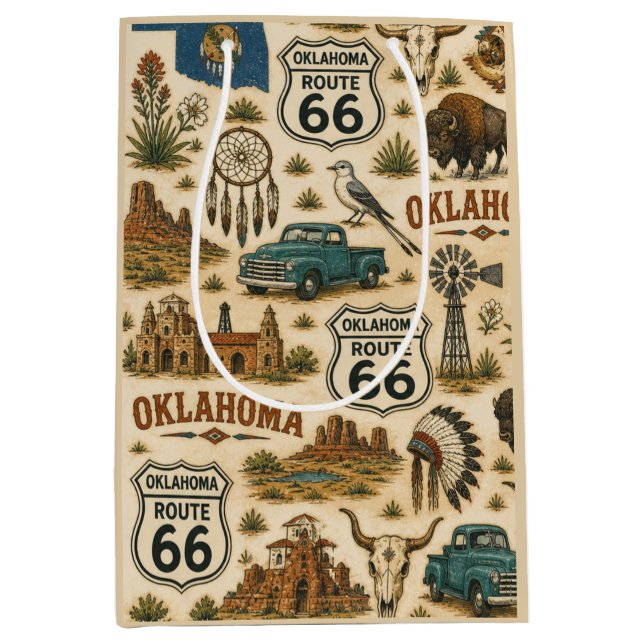 Oklahoma Route 66 Gift Prairie Medium Gift Bag (Front)