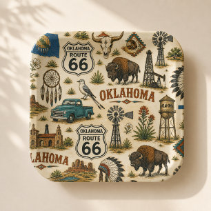 Oklahoma Route 66 Prairie Party Paper Plate