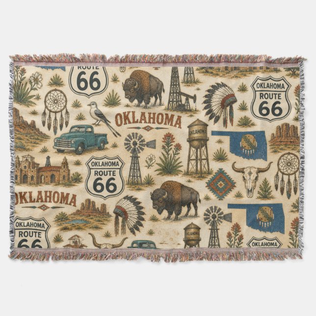 Oklahoma Route 66 Trail Comfort Throw Blanket (Front)
