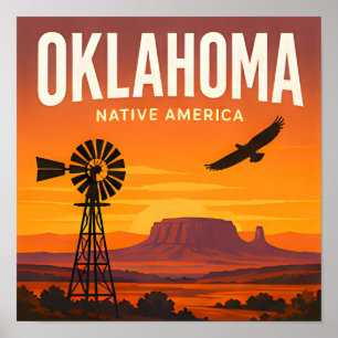 Oklahoma Route 66 Tulsa Oklahoma City Travel Poster