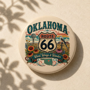 Oklahoma Route 66 Wildflower Road Trip Flair 7.5 Cm Round Badge