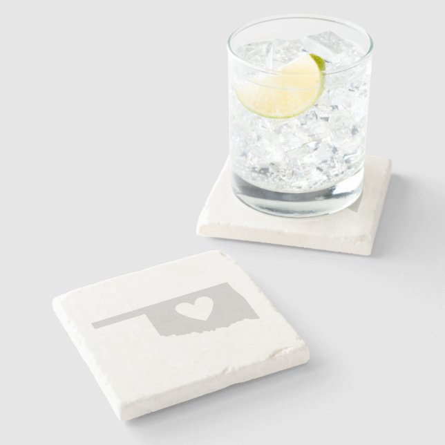 Oklahoma Shape Oklahoman Heart Cutout Okie Love Stone Coaster (Side)