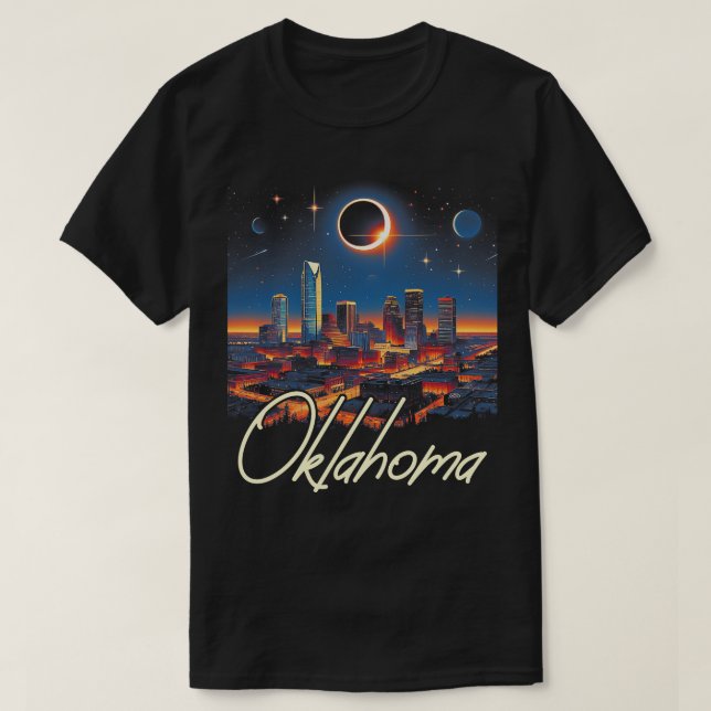 Oklahoma Solar Eclipse 2024 Starry Night Solar Ecl T-Shirt (Design Front)