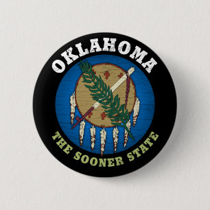 OKLAHOMA SOONER STATE FLAG 6 CM ROUND BADGE