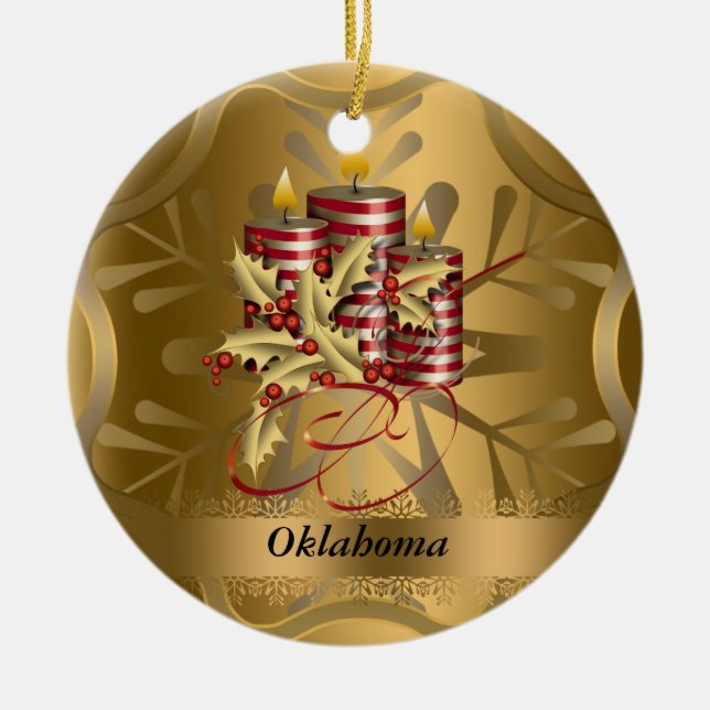 Oklahoma State Christmas Ornament (Front)