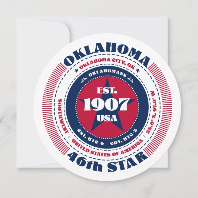 Oklahoma State Circular Typography Flat Card (Front)