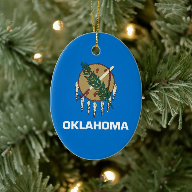 Oklahoma State Flag Ceramic Ornament (Tree)