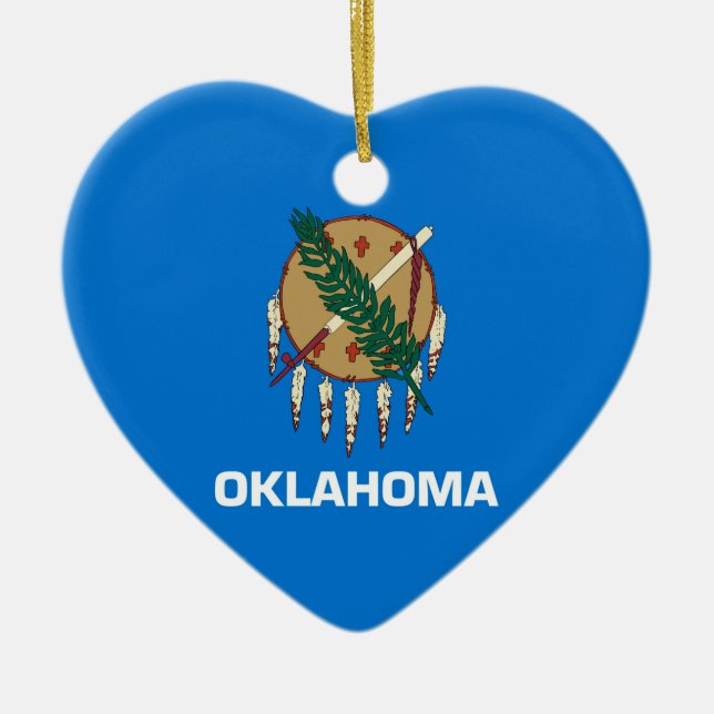 Oklahoma State Flag Design Decor Ceramic Tree Decoration (Front)