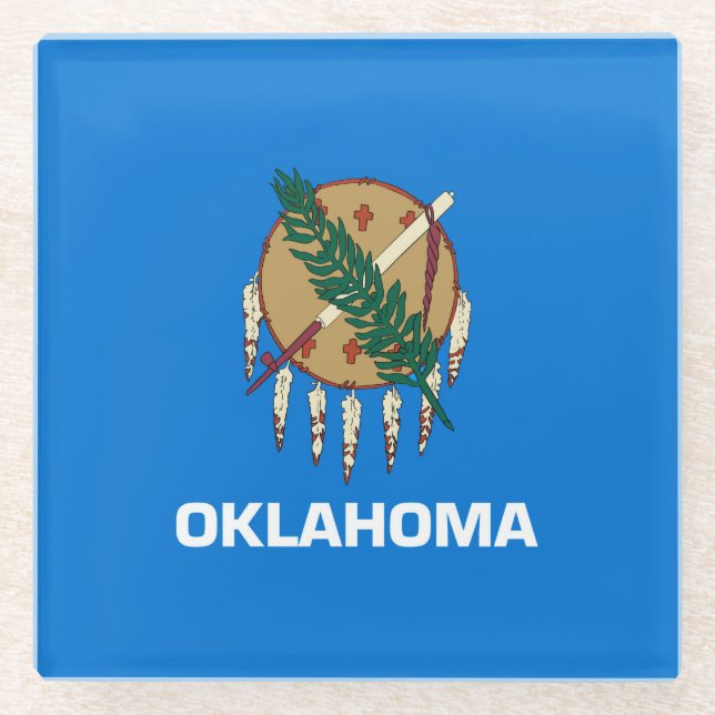 Oklahoma State Flag Design Decor Glass Coaster (Front)