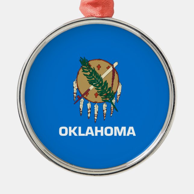 Oklahoma State Flag Design Decor Metal Ornament (Front)