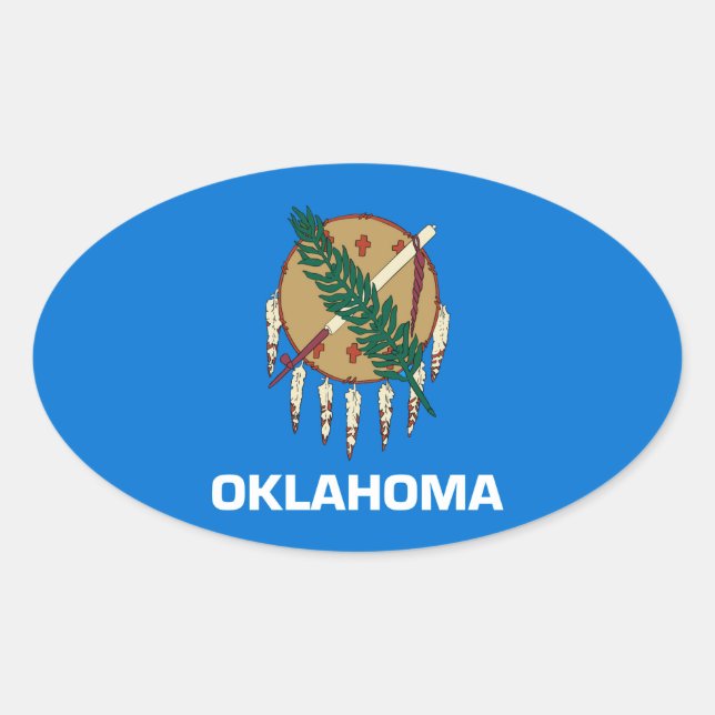Oklahoma State Flag Design Oval Sticker (Front)