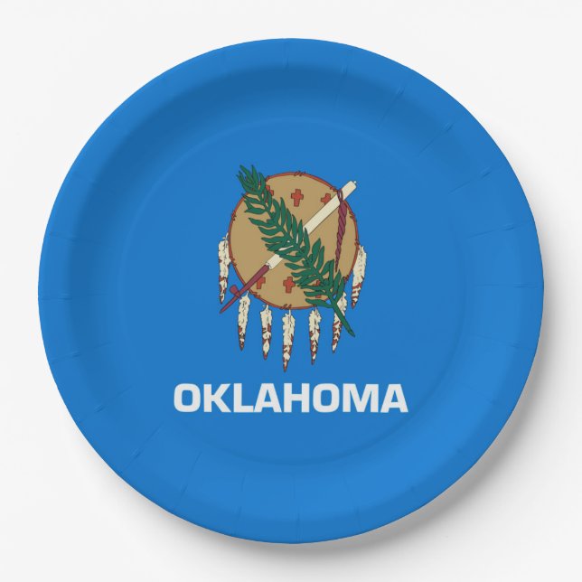 Oklahoma State Flag Design Paper Plate (Front)