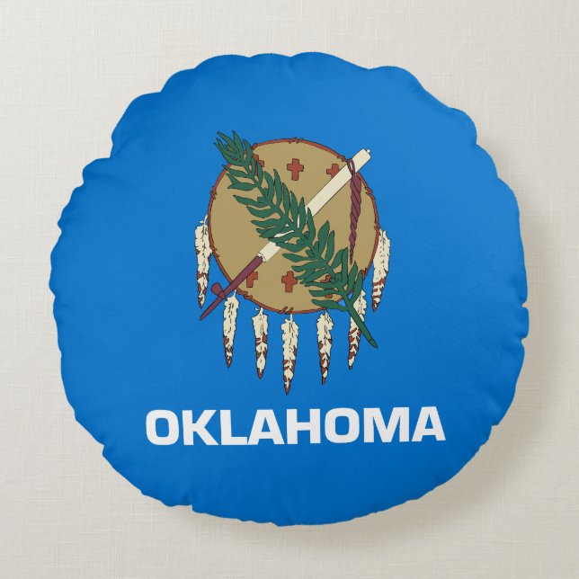 Oklahoma State Flag Round Cushion (Front)