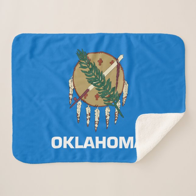 Oklahoma State Flag Sherpa Blanket (Front (Horizontal))