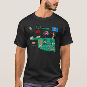 Oklahoma state map major cities Tourist Destinatio T-Shirt