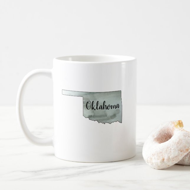 Oklahoma State Outline Painting Coffee Mug (With Donut)